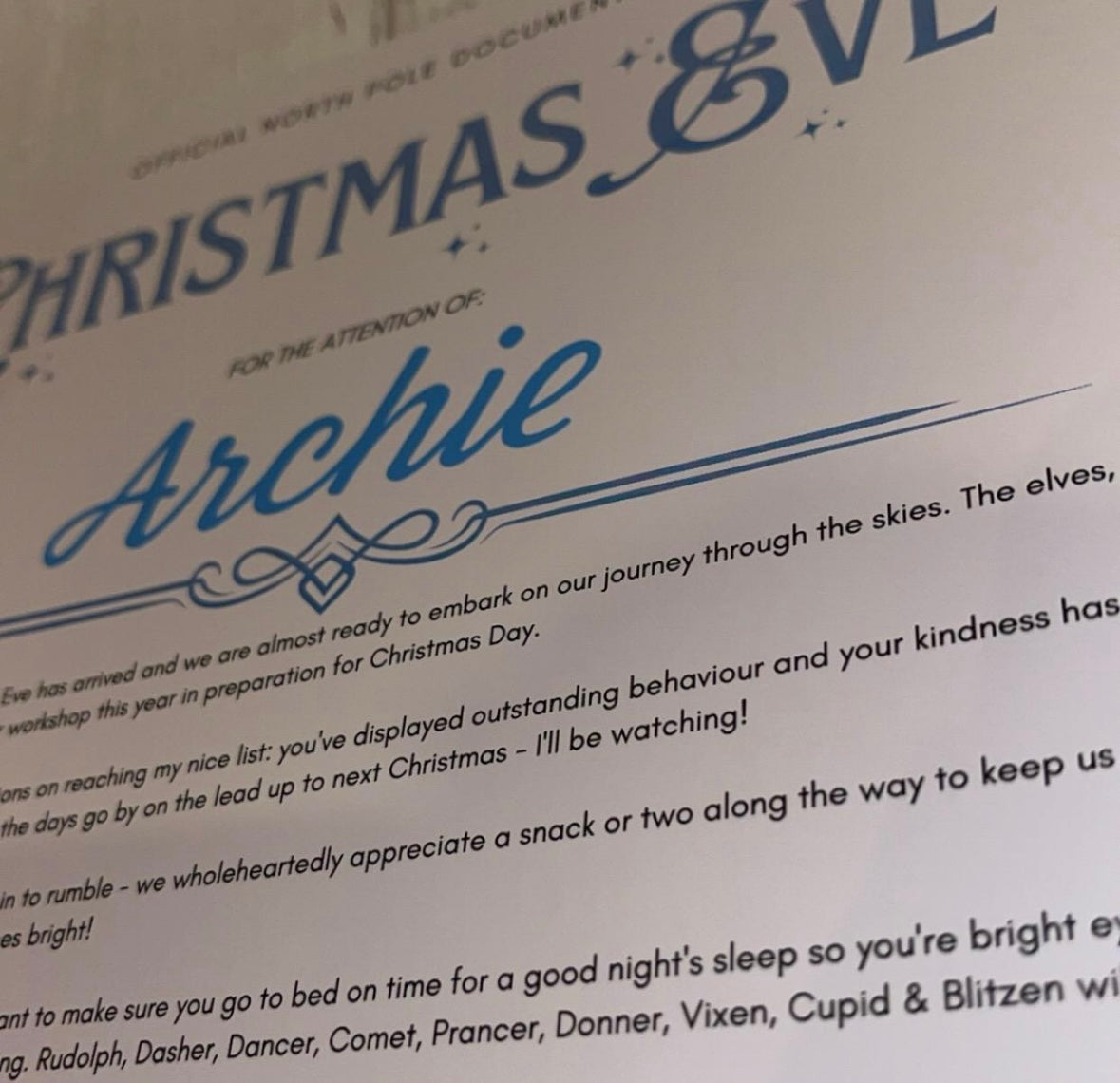 Personalised Christmas Eve Letter Pink Or blue