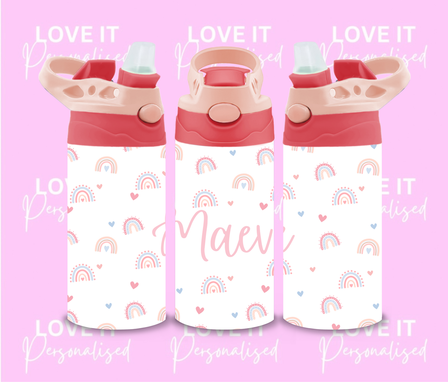 Personalised Boho Rainbow 12oz Water Bottle