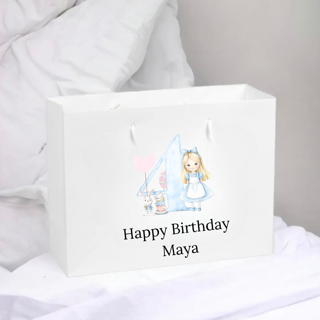 Personalised Birthday Gift Bag - Wonderland Number Design
