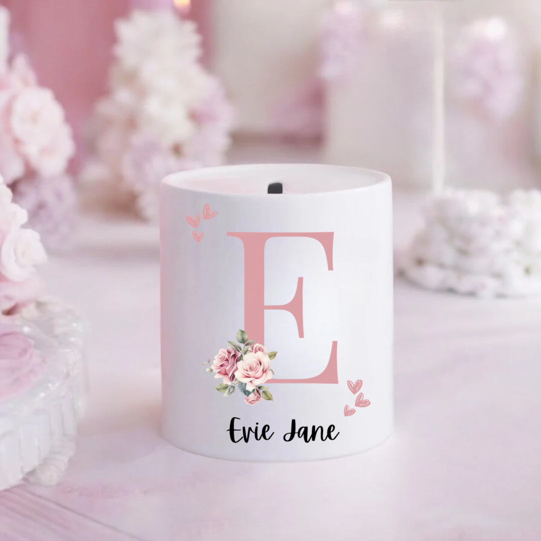 Personalised Floral Initial Money Box