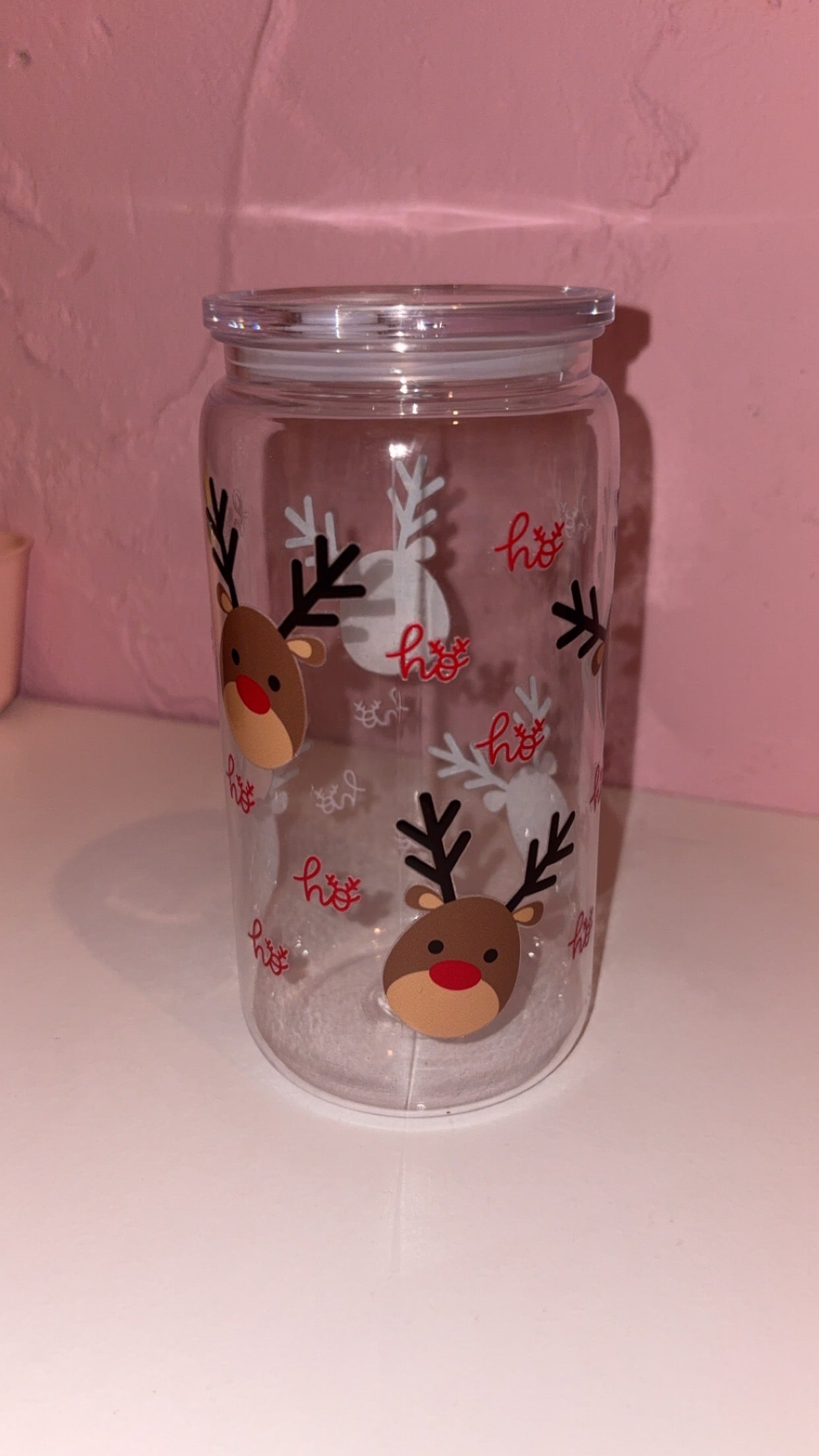 Christmas Designs 16oz Plastic/Glass Libbey Glass Can