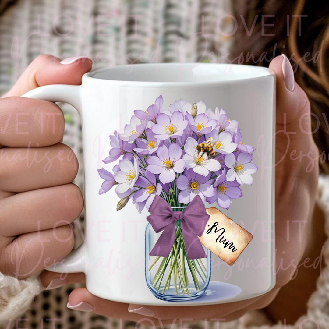 Personalised Purple Flowers Mug