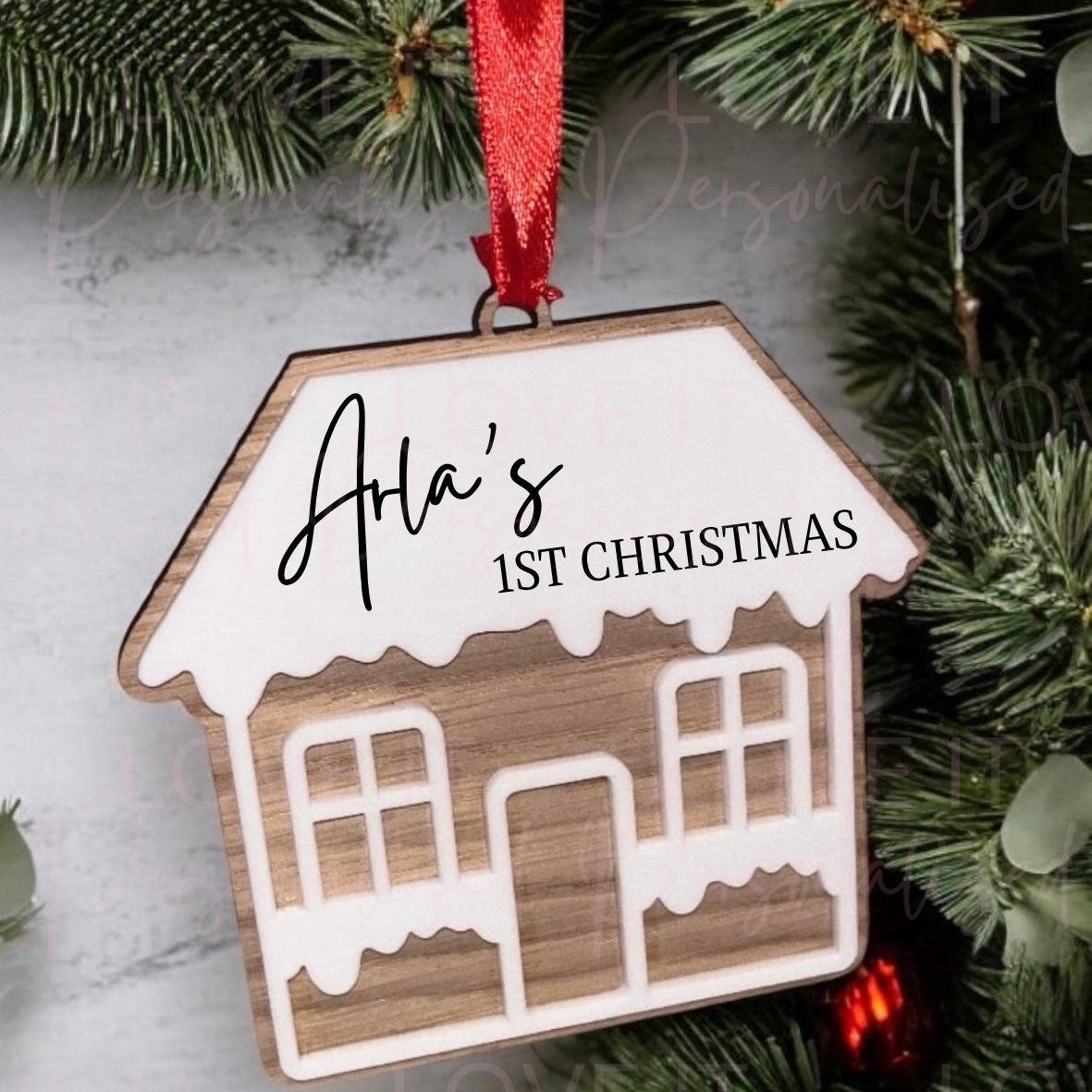 Personalised Christmas Acrylic Gingerbread House Hanging Ornament