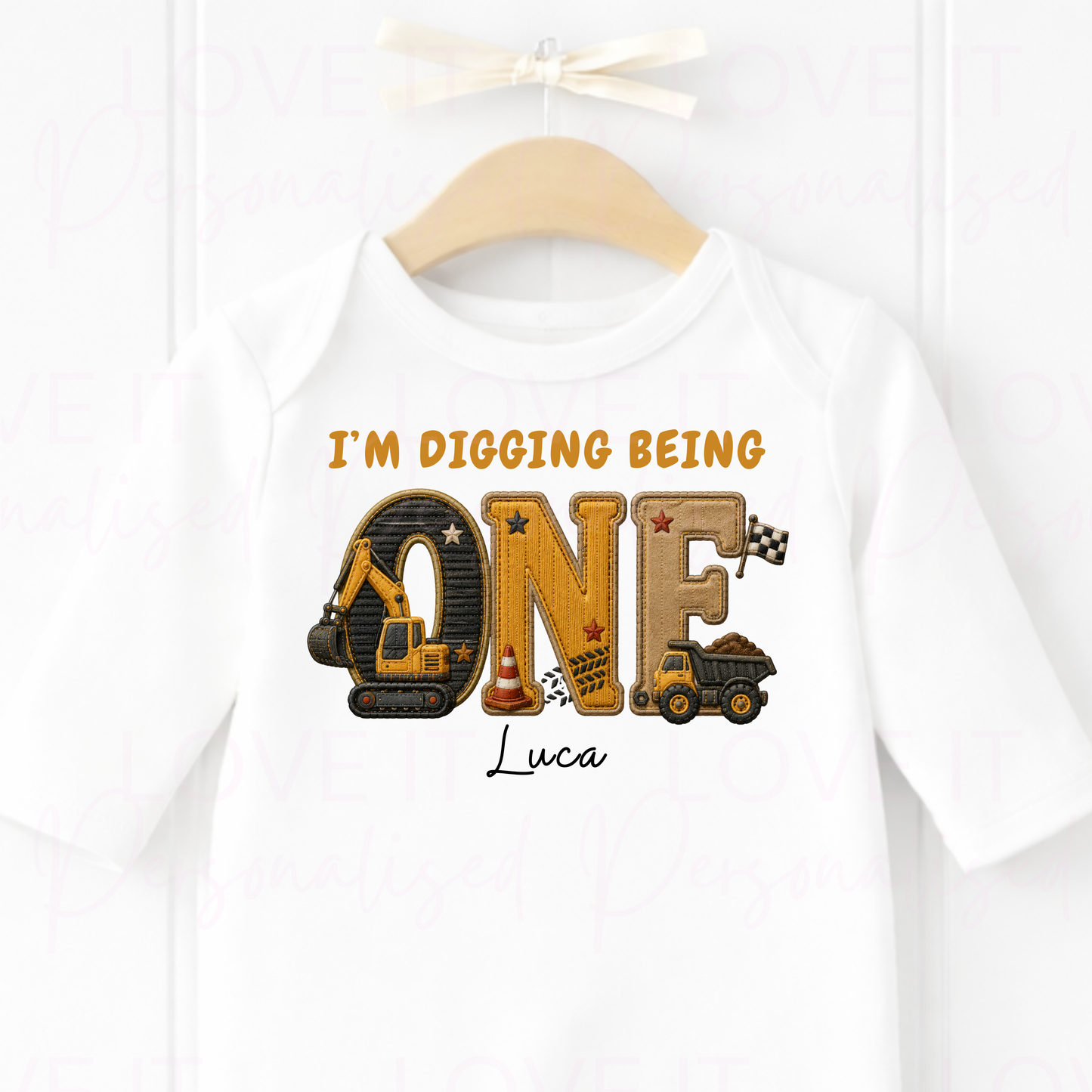 Personalised Im Digging Being One Birthday Outfit - Bodysuit/Sleepsuit/T-Shirt