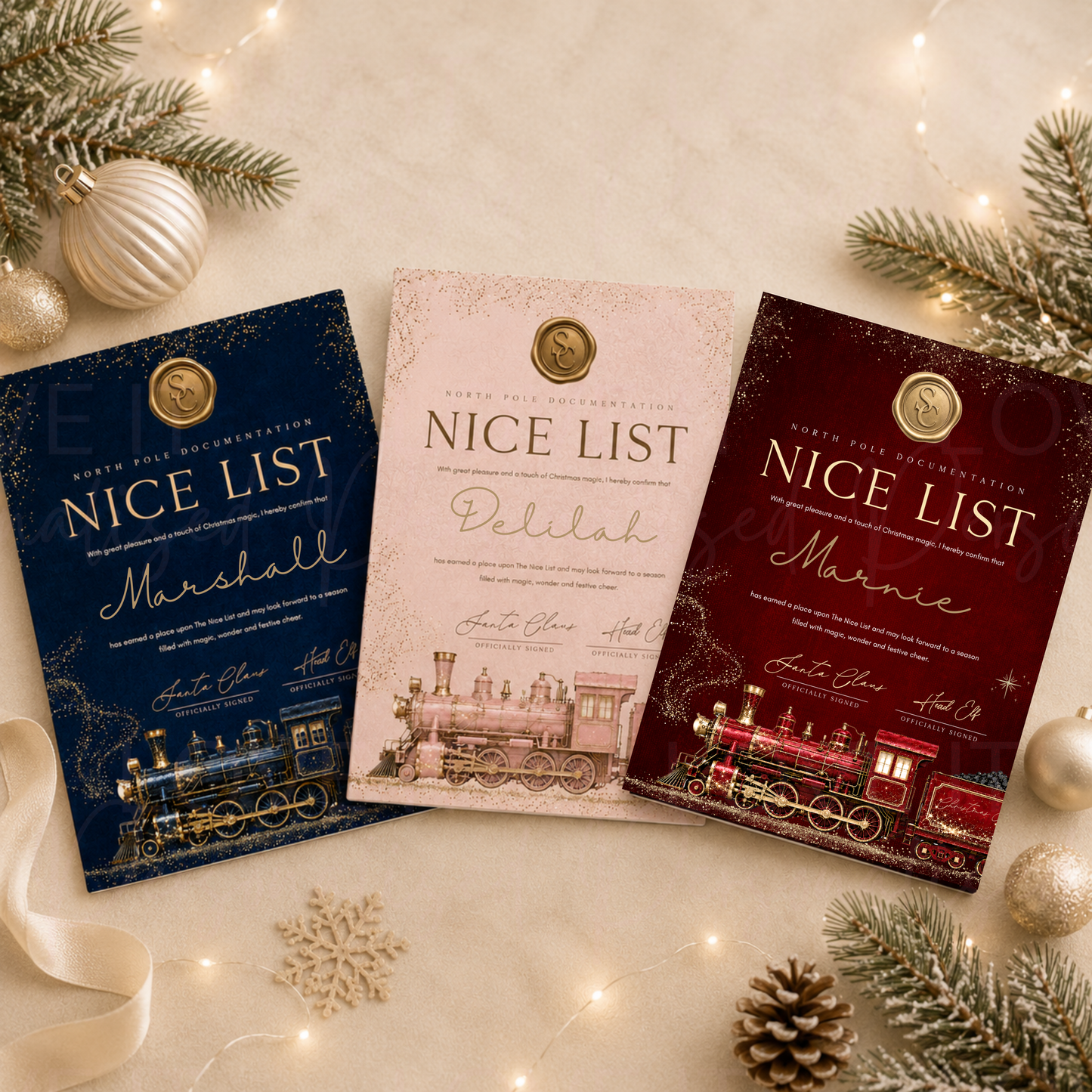 Personalised Nice List Train Certificate