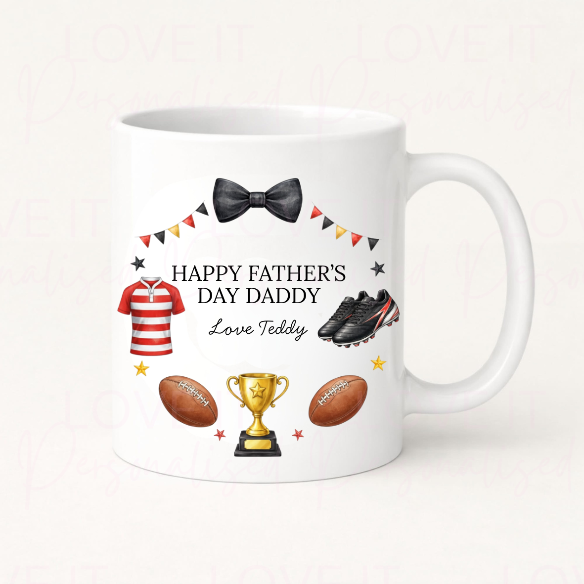 Personalised Father's Day Mug - Rugby Design