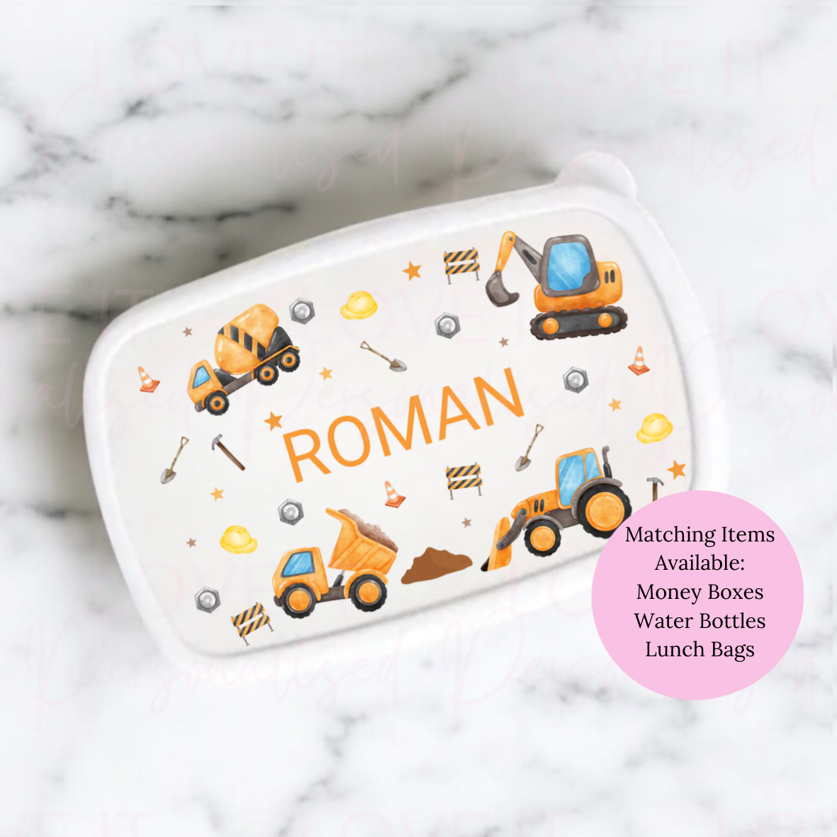 Personalised Construction Lunch/Snack Box