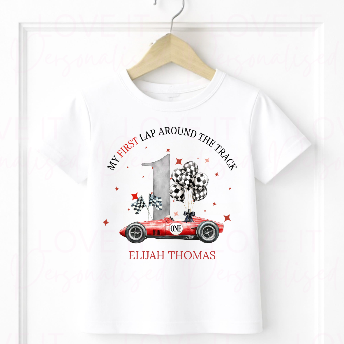 Personalised First Lap Around The Track Birthday T-Shirt