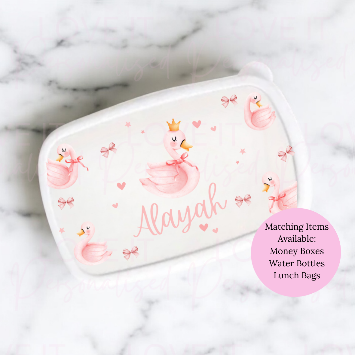 Personalised Swan Lunch/Snack Box