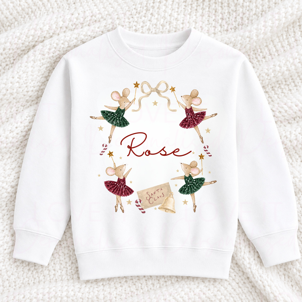 Personalised Children's Ballerina Mouse Christmas T-Shirt/Sweatshirt