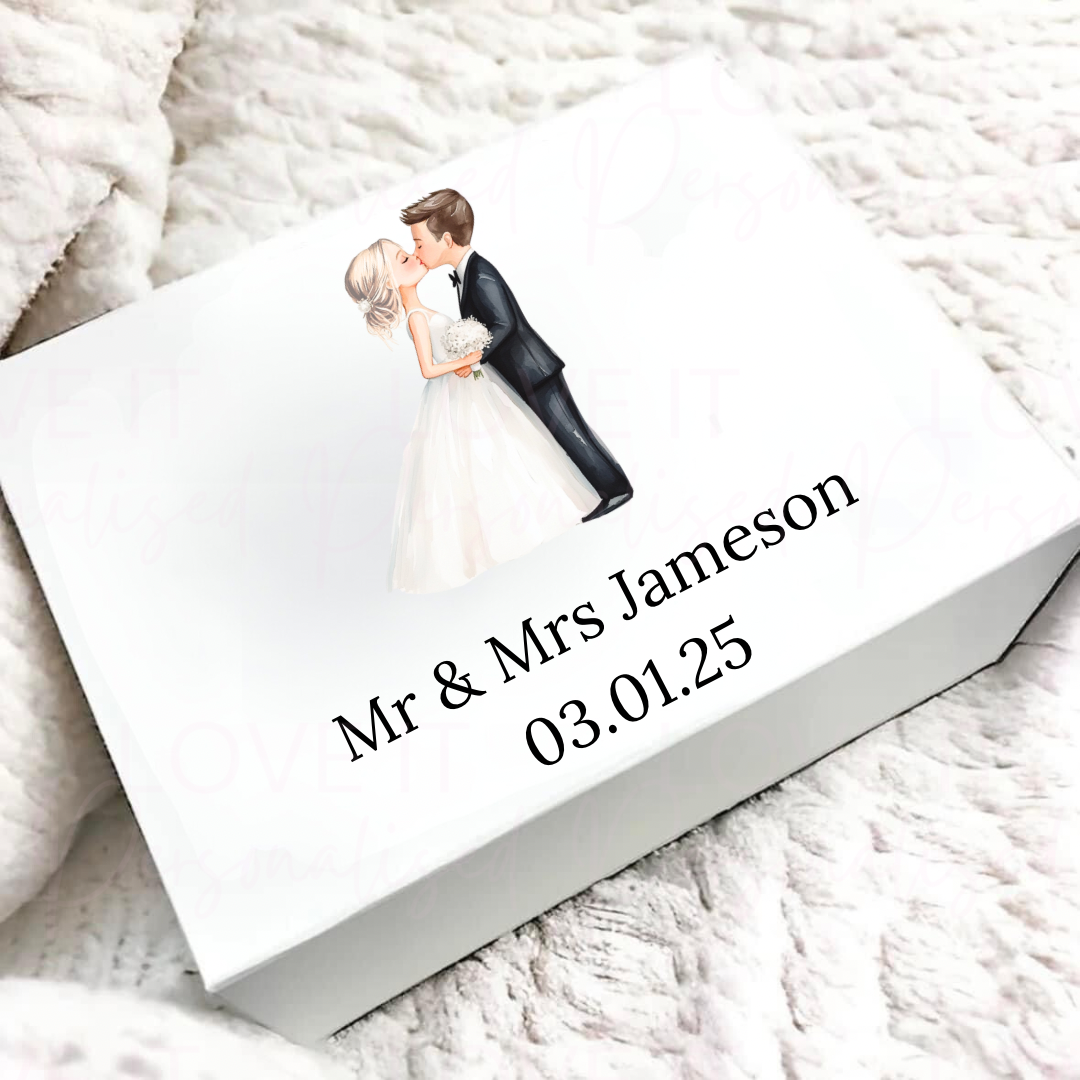 Personalised Bride & Groom Wedding Magnetic Gift Box