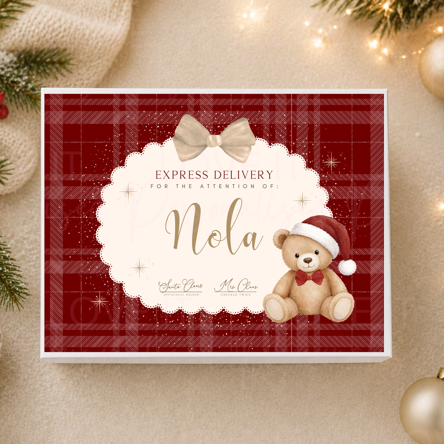 Personalised Christmas Magnetic Gift Box - Bear Design