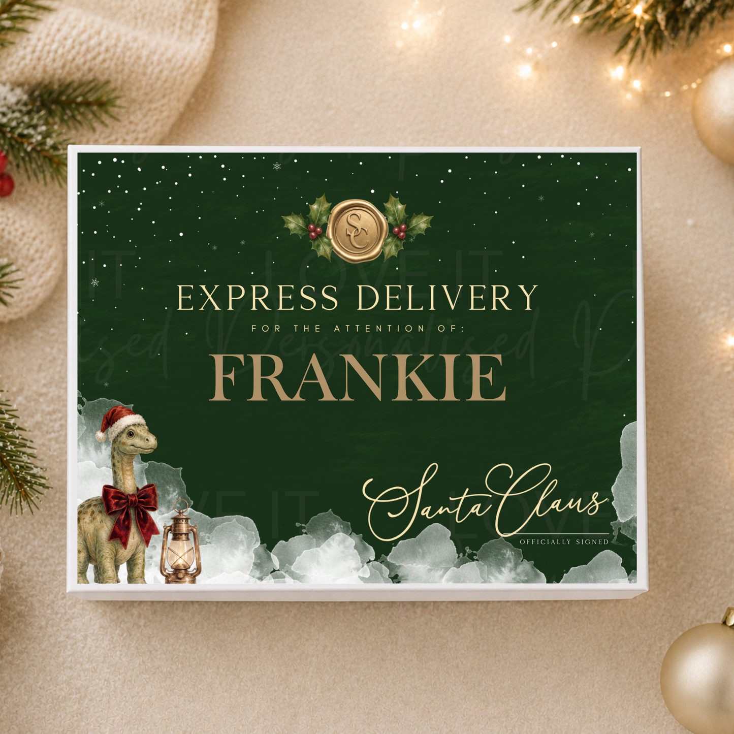 Personalised Christmas Magnetic Gift Box - Dinosaur Design