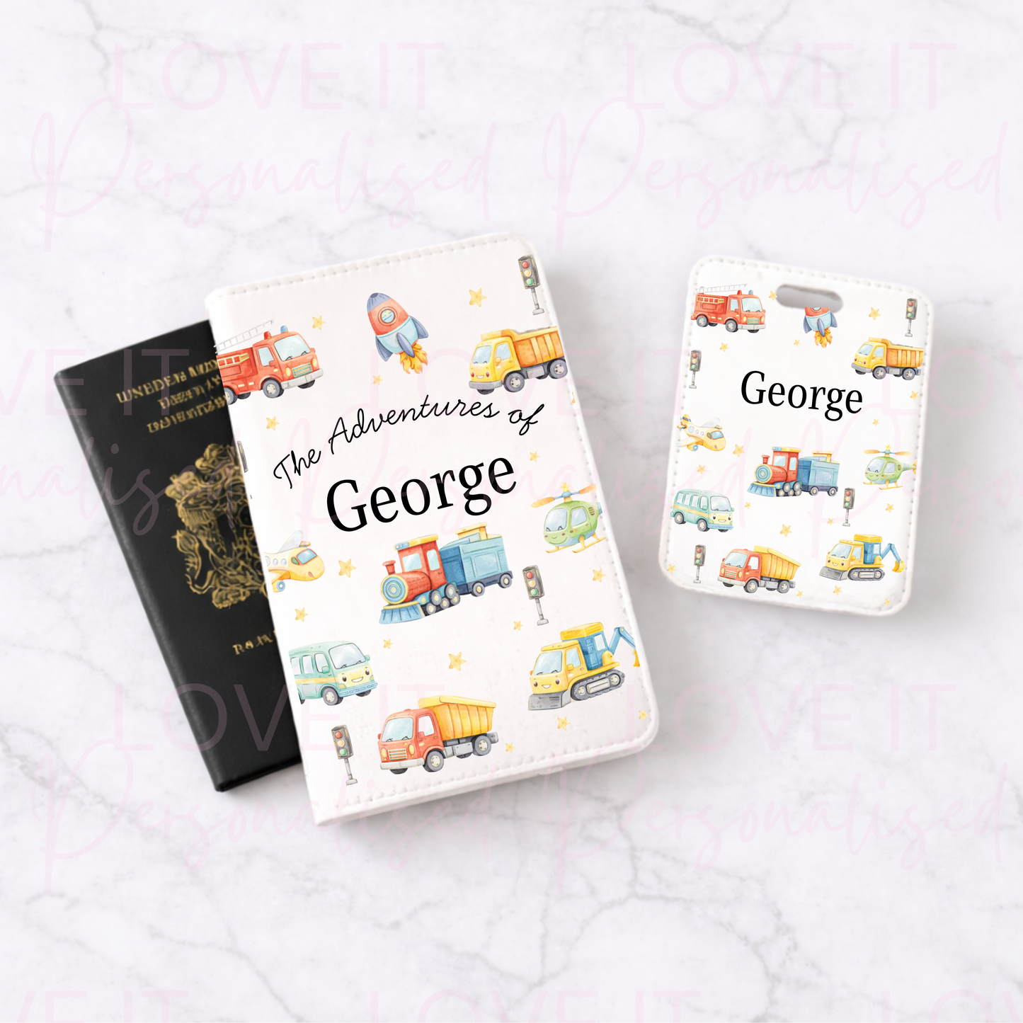 Personalised Transport Luggage Tag & Passport Cover