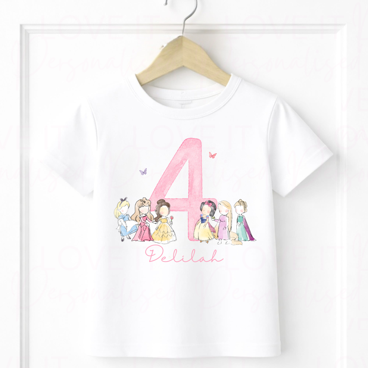 Personalised Pink Princess Birthday T-Shirt