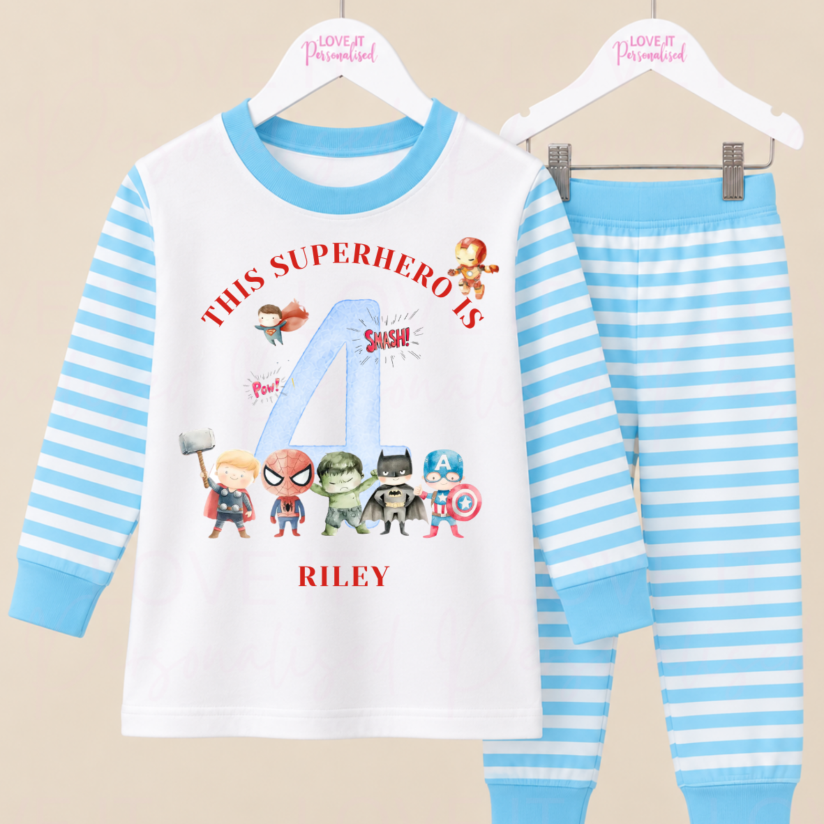 Personalised Superhero Birthday Pyjamas