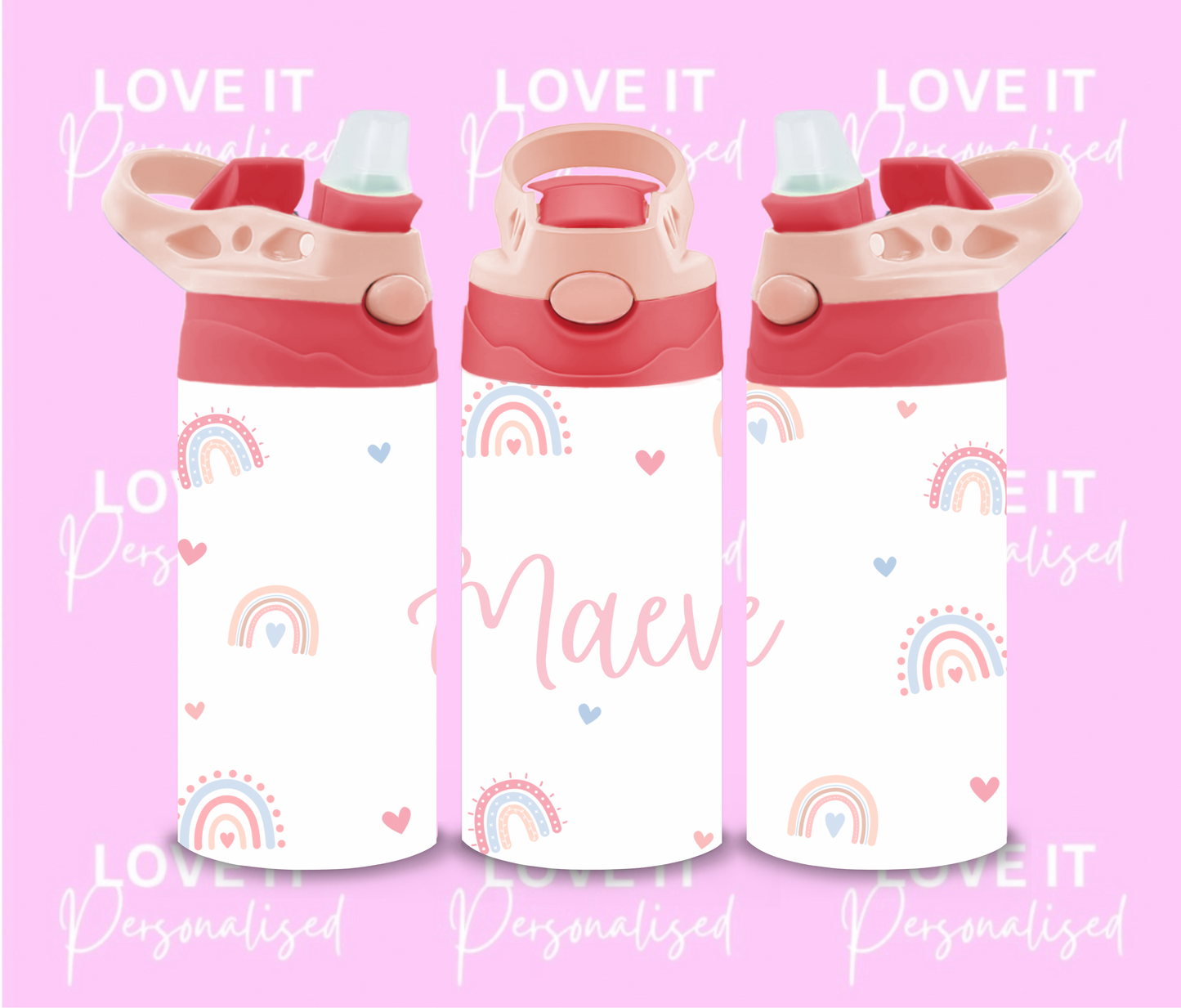 Personalised Boho Rainbow 12oz Water Bottle