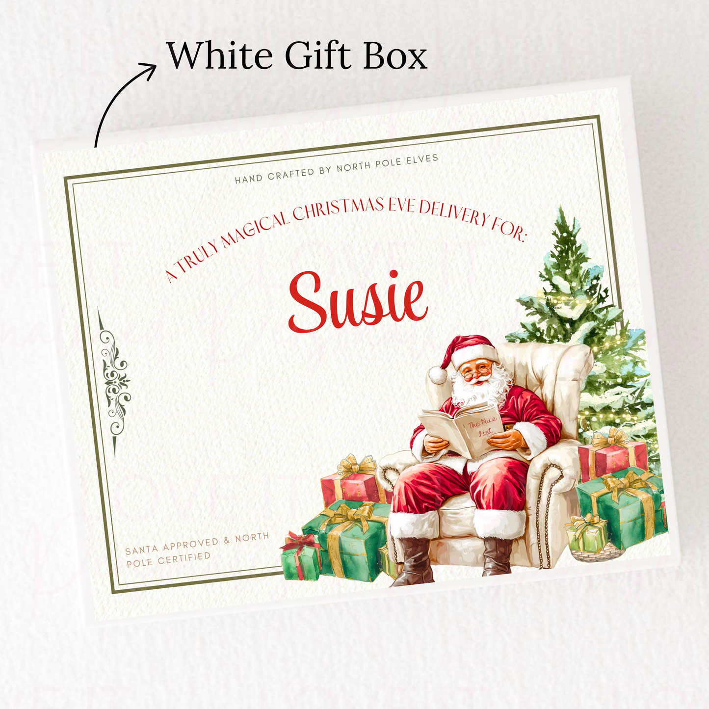Personalised Christmas Gift/Eve Box - Santa Tree Design