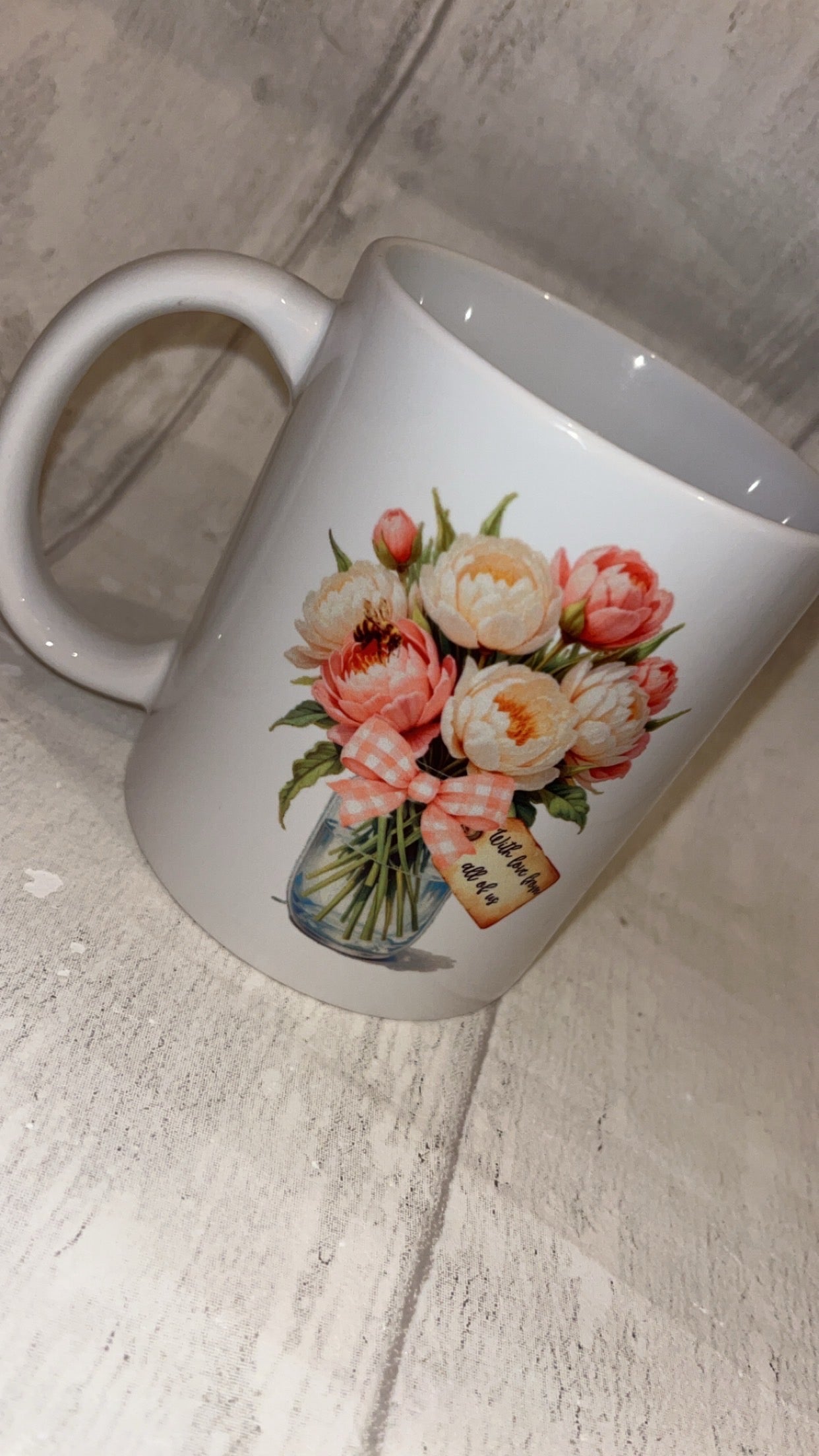 Personalised Pink Flowers Mug
