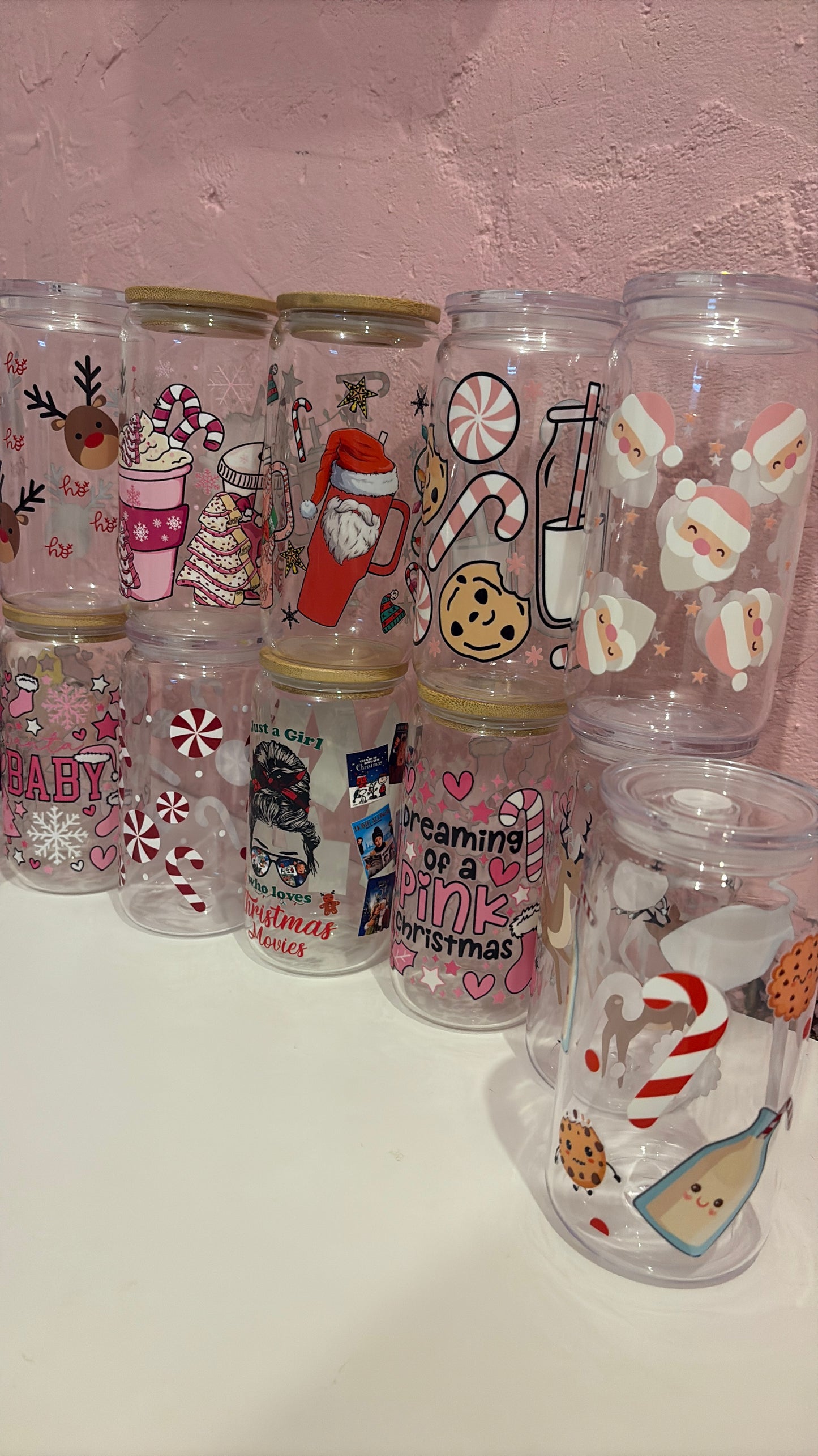 Christmas Designs 16oz Plastic/Glass Libbey Glass Can