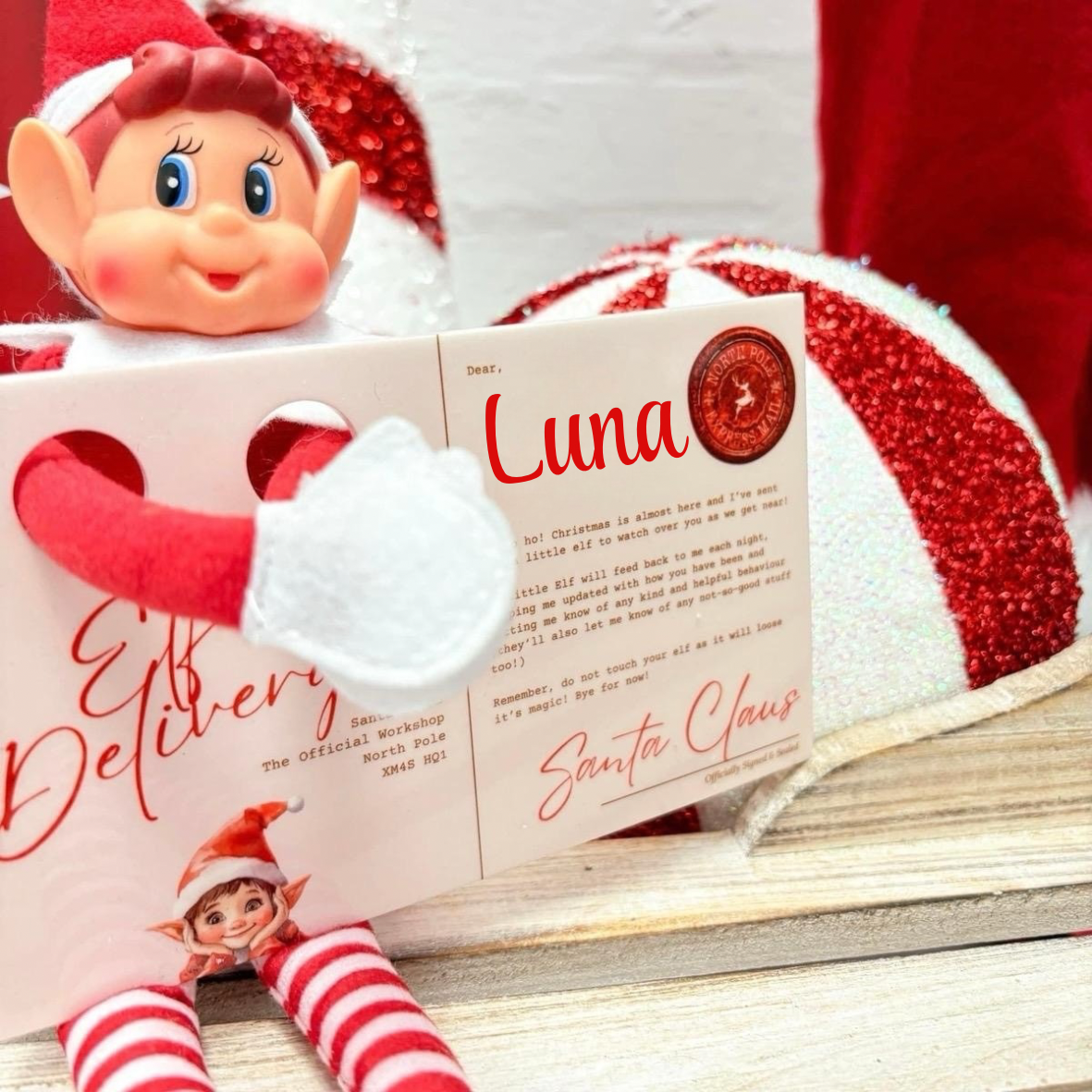 Personalised Elf Arrival Acrylic Postcard (elf not included)