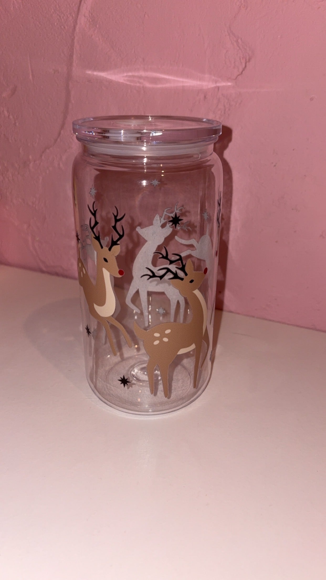 Christmas Designs 16oz Plastic/Glass Libbey Glass Can