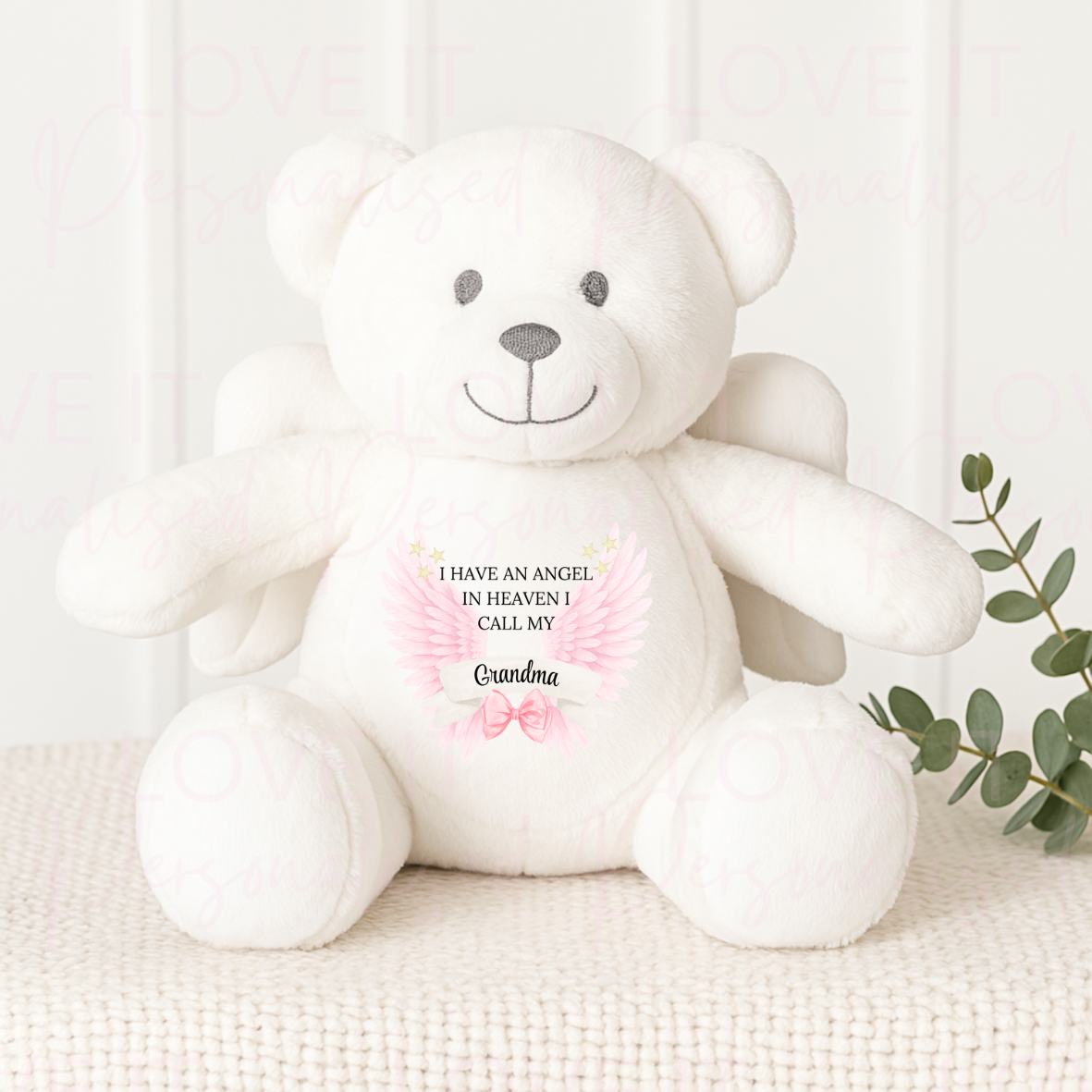 I Have A Angel In Heaven I Call My… Angel Teddy - Pink/Blue/Gold/Silver