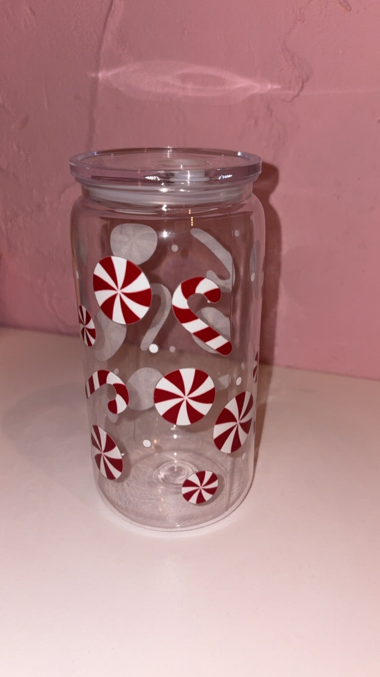 Christmas Designs 16oz Plastic/Glass Libbey Glass Can