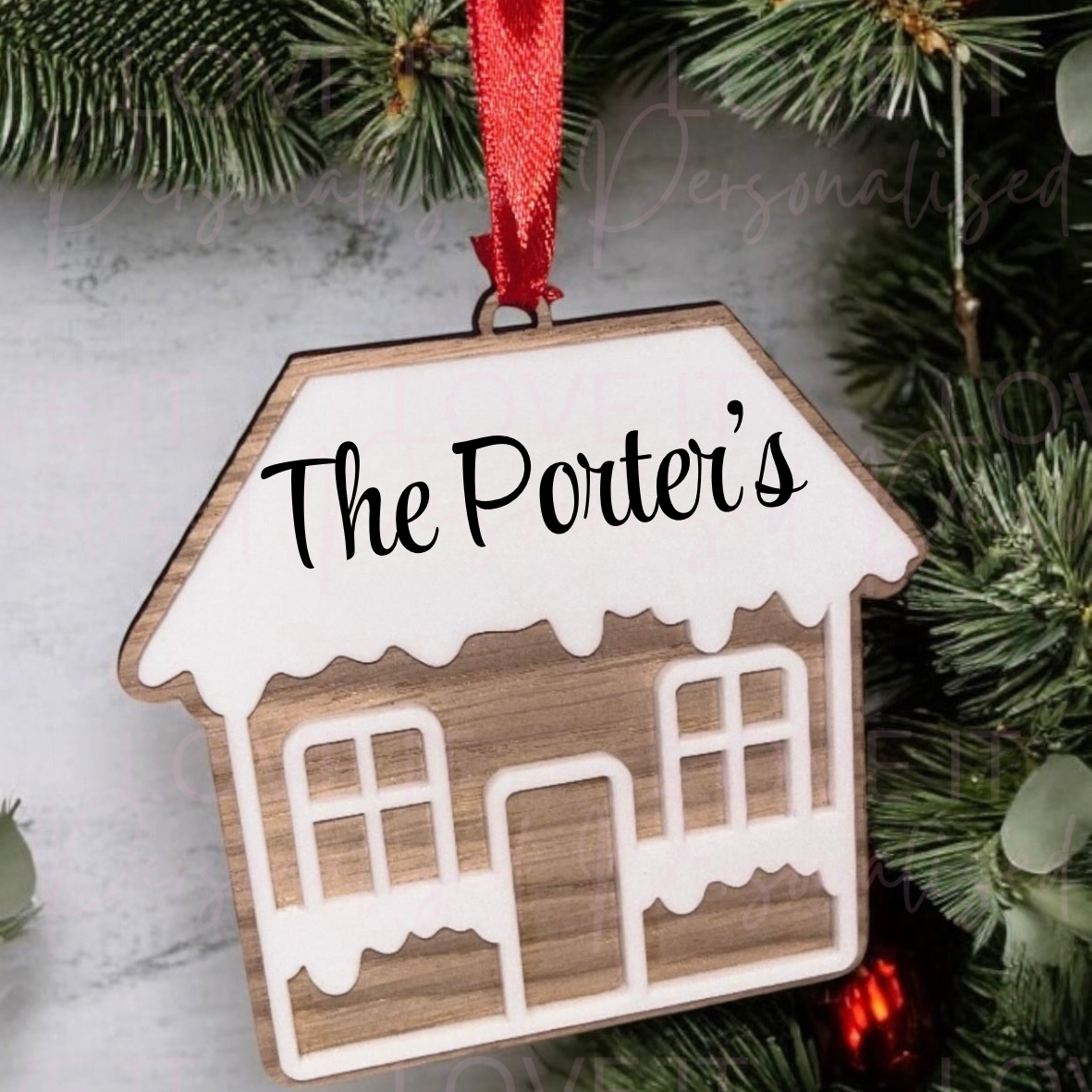 Personalised Christmas Acrylic Gingerbread House Hanging Ornament