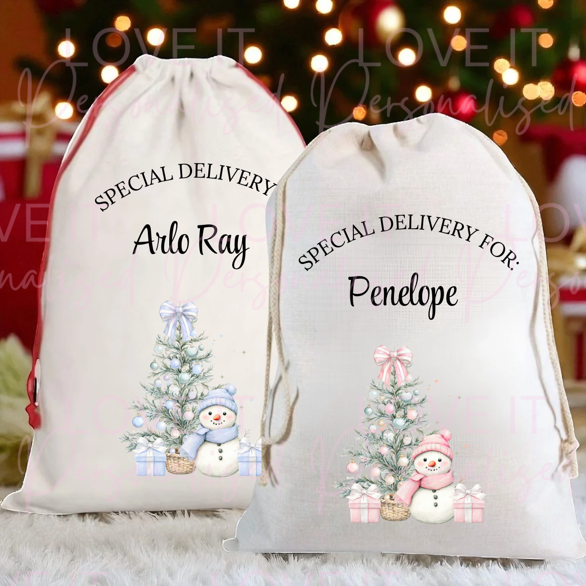 Personalised Christmas Snowman Stocking/Sack