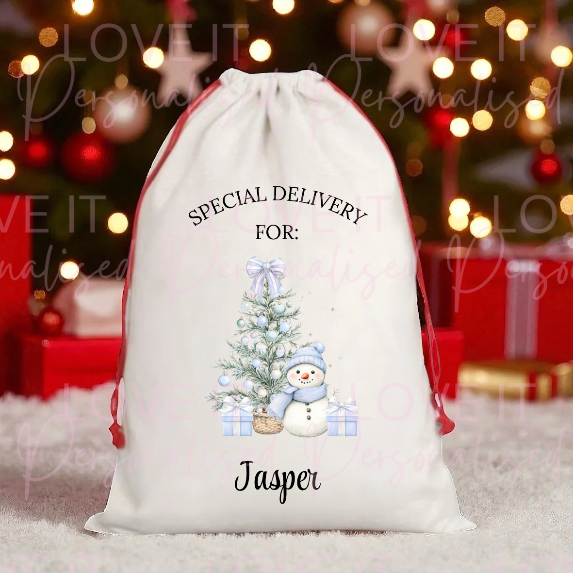 Personalised Christmas Snowman Stocking/Sack