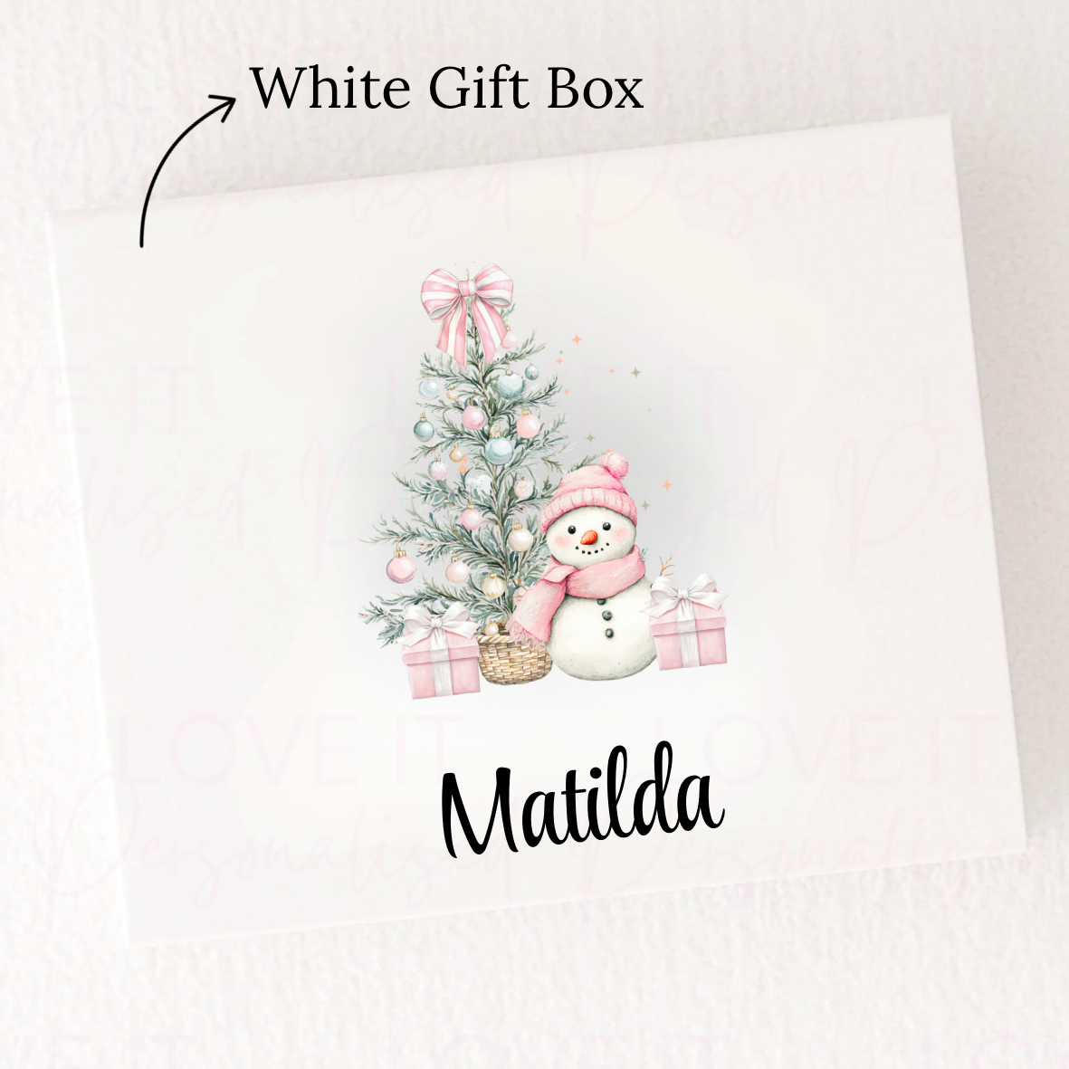 Personalised Christmas Magnetic Gift/Eve Box - Pink/Blue Snowman Design
