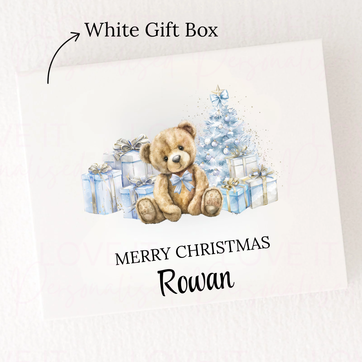 Personalised Christmas Eve Box - Pink Or Blue Bear Design