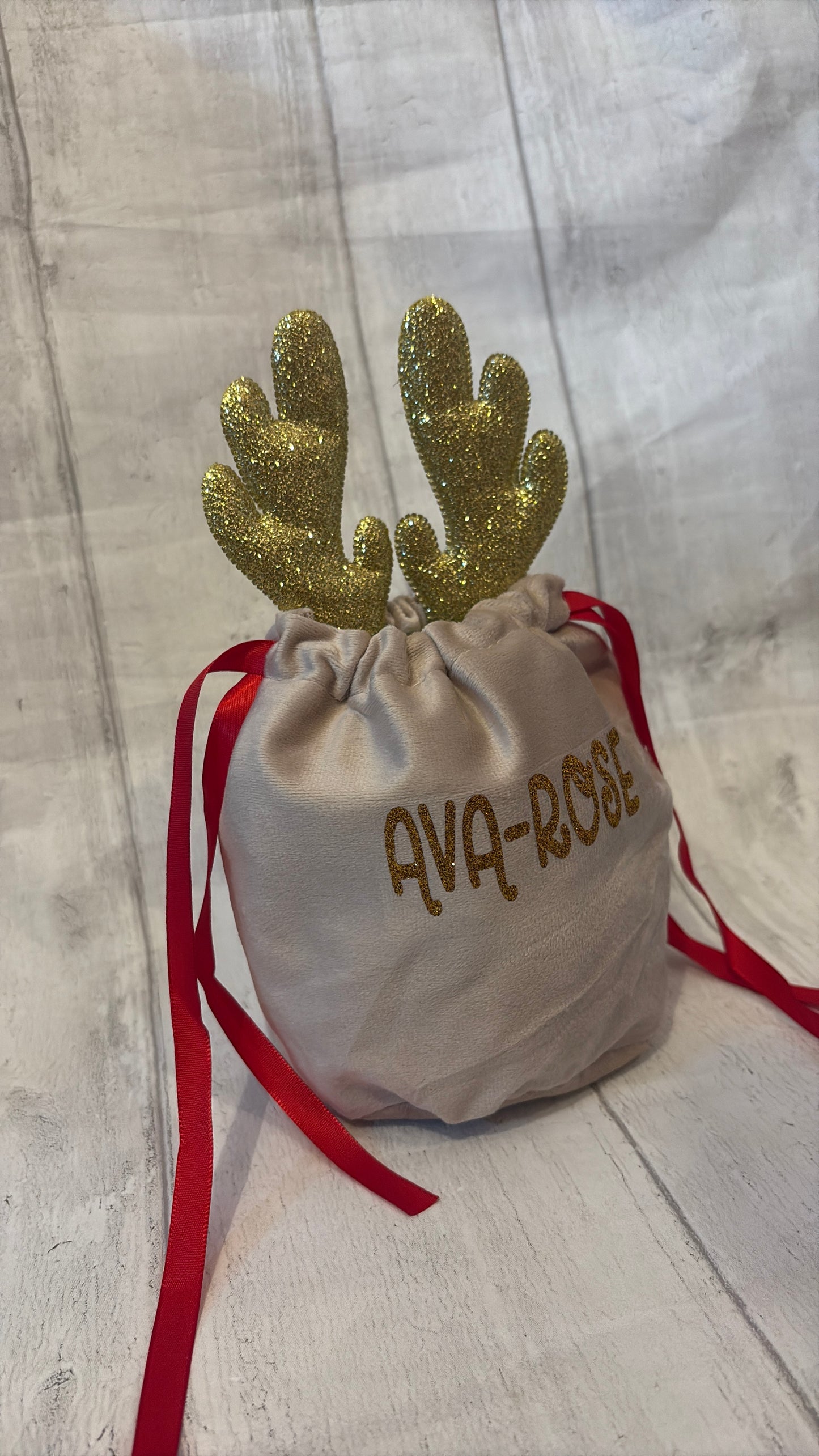 Personalised Christmas Reindeer Bag - Gold Antler