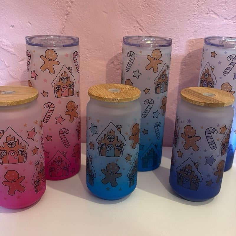 Gingerbread House Glass Libbey Can/Tumbler