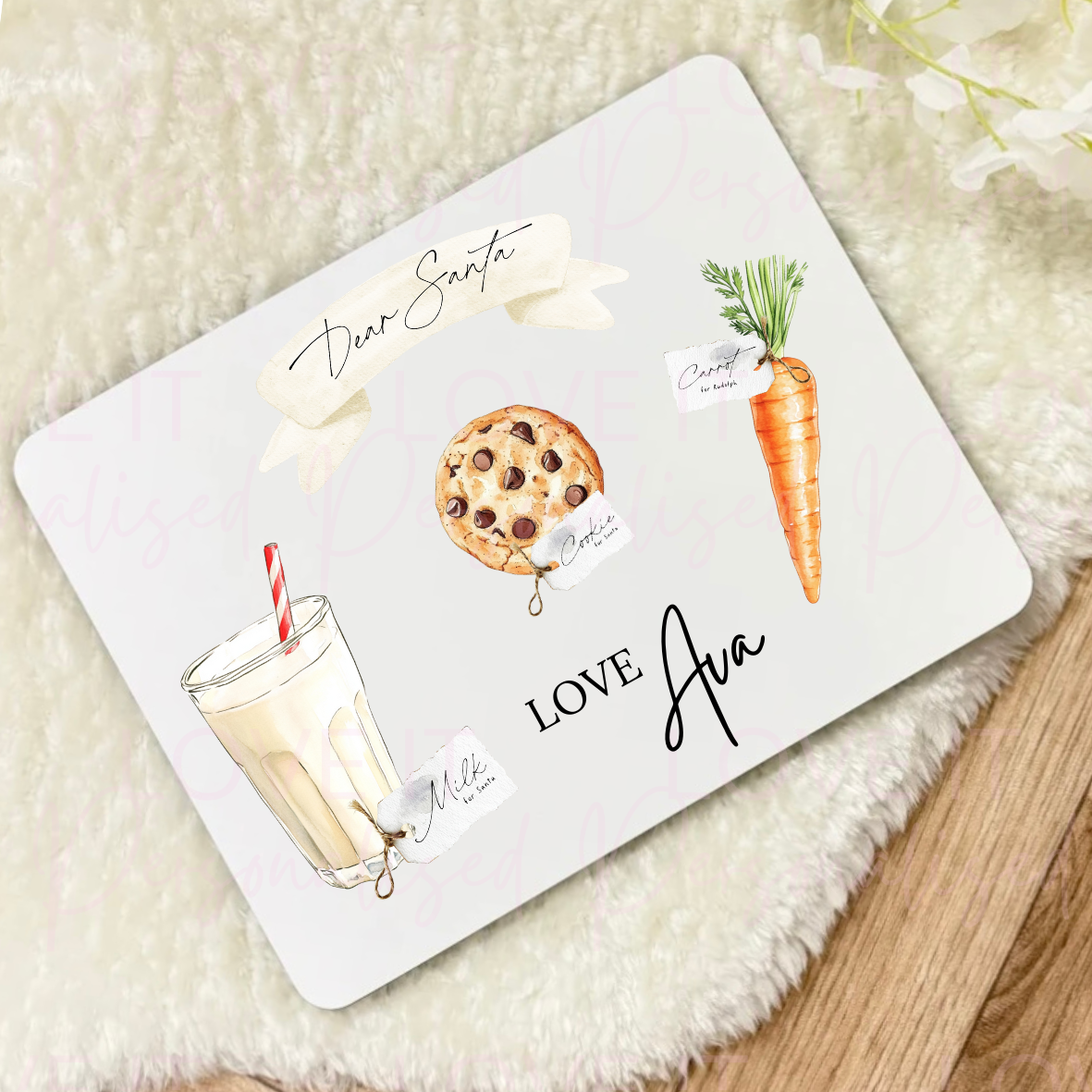 Personalised Santa Treat Board - Mince Pie Or Cookies
