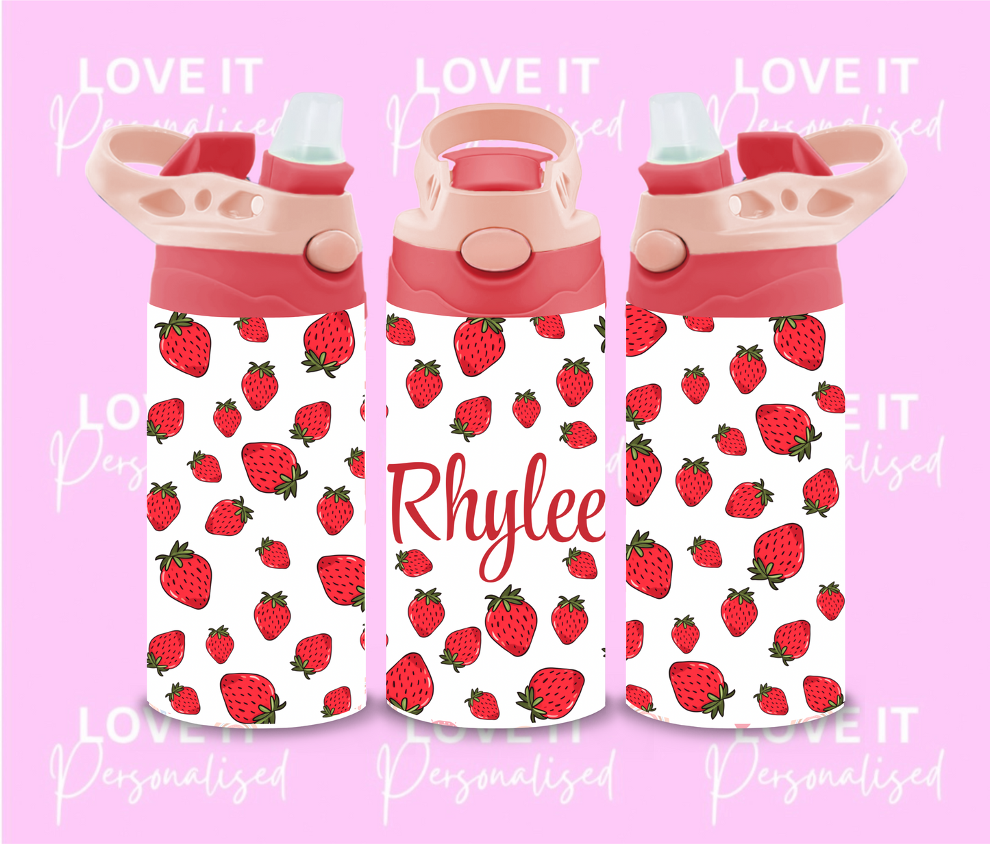 Personalised Strawberry 12oz Water Bottle