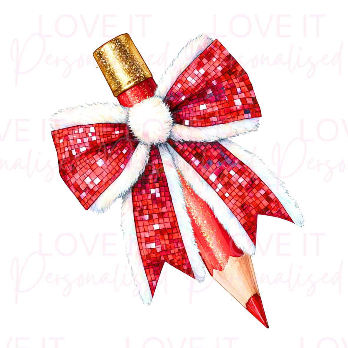 Personalised Christmas Pencil Bow Mug/Coaster