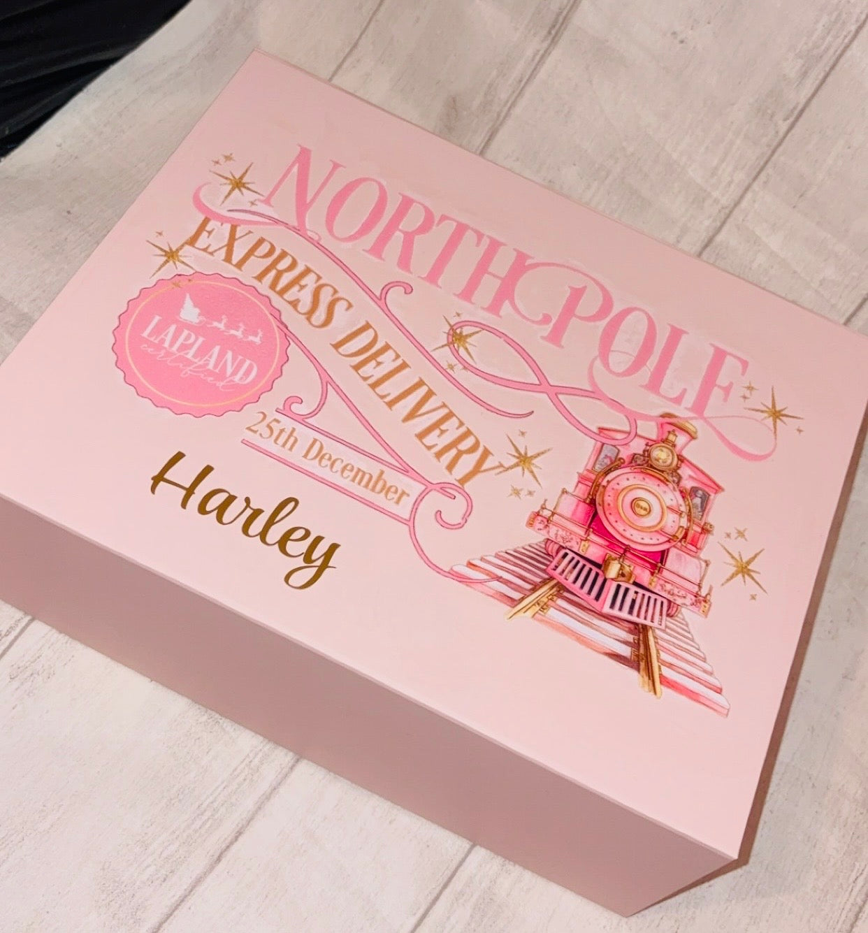 Personalised Christmas Magnetic Gift Box - Pink/Blue Express Delivery Design