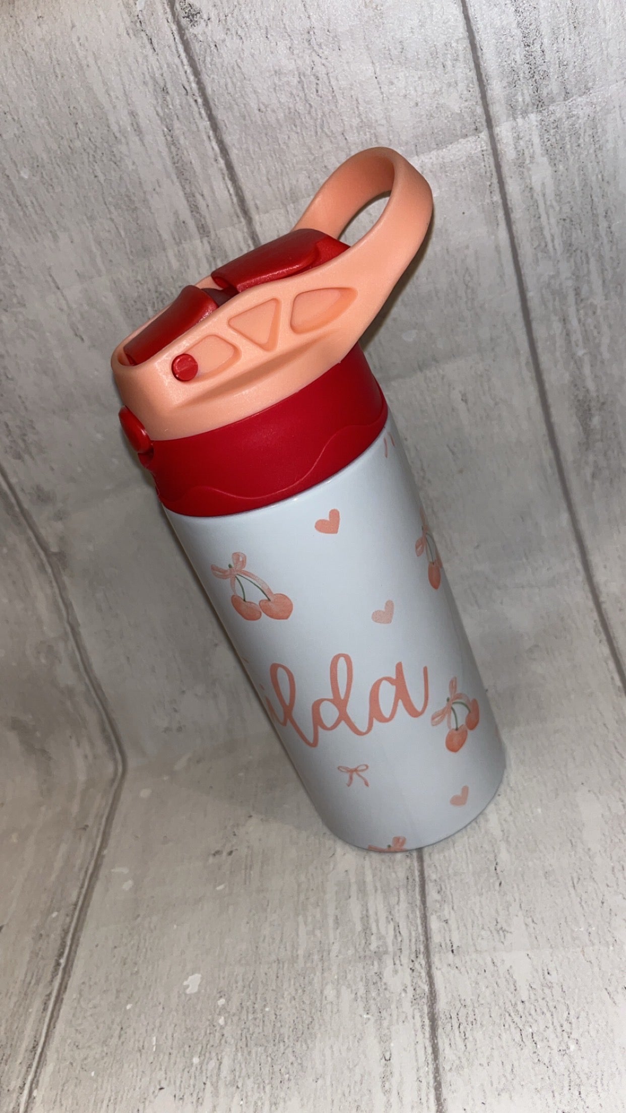 Personalised Cherry Bow 12oz Water Bottle