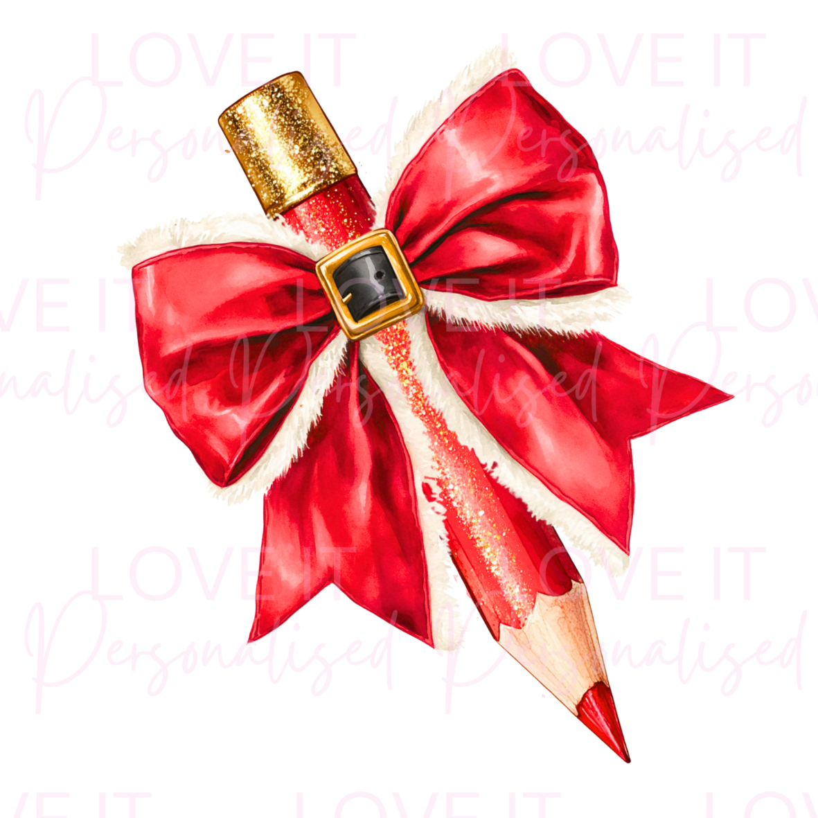 Personalised Christmas Pencil Bow Mug/Coaster