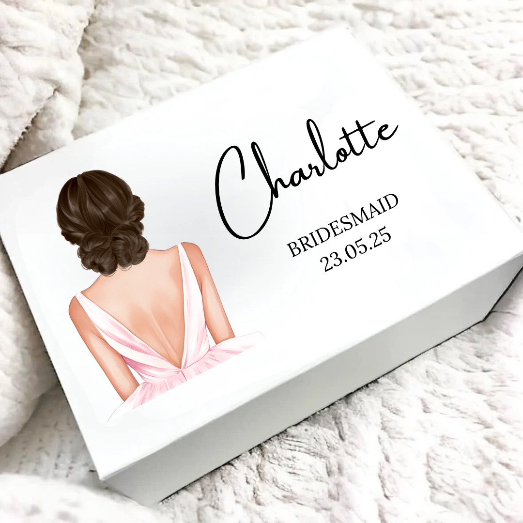 Personalised Baby Pink Dress Wedding Magnetic Gift Box
