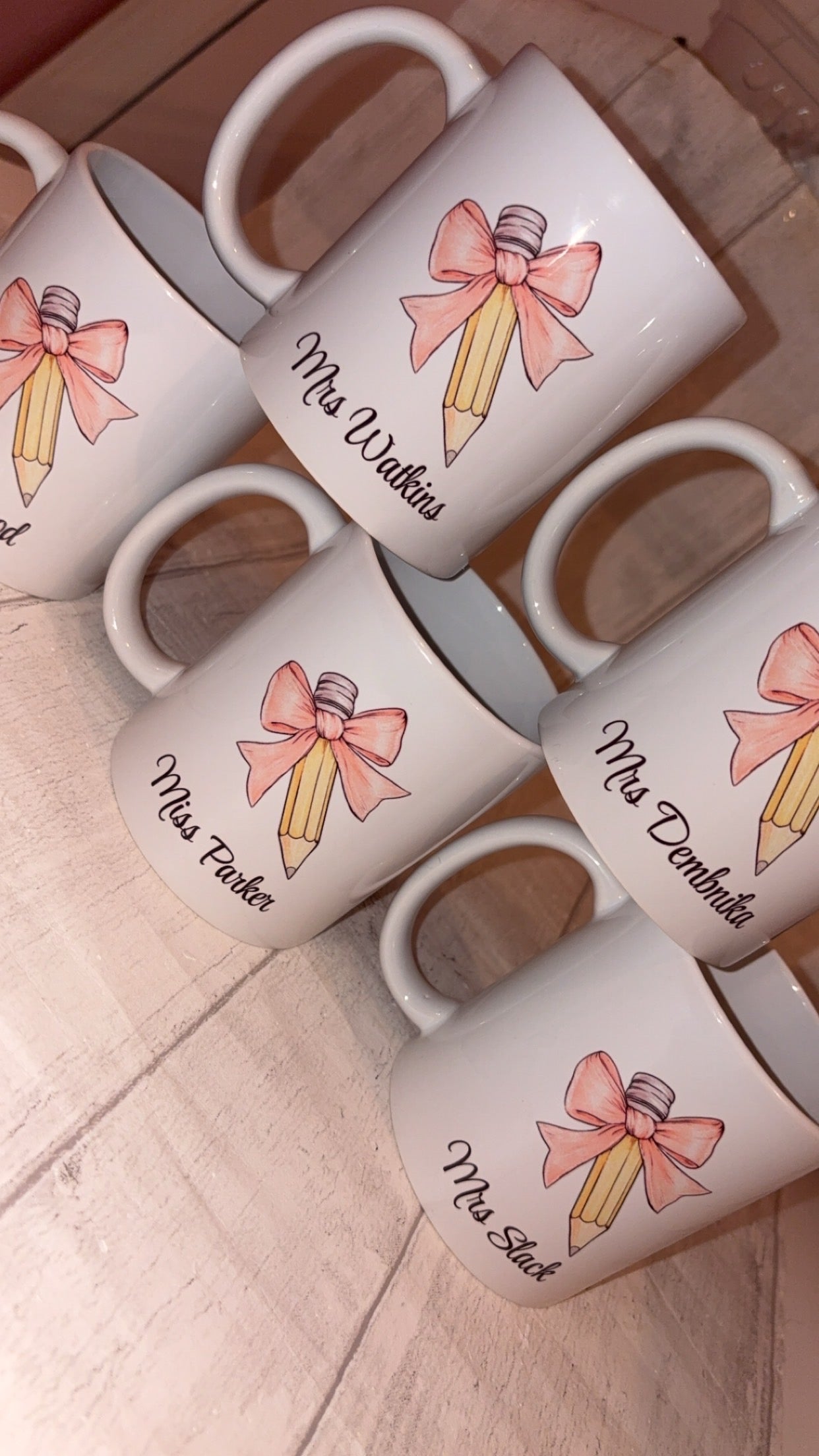Personalised Pencil Bow Mug/Coaster