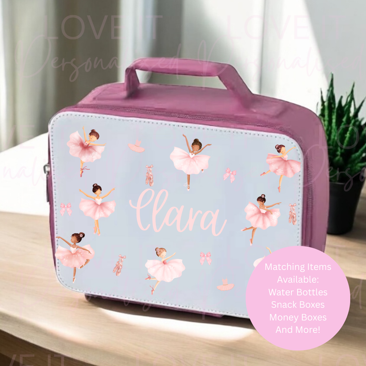 Personalised Ballerina Pink Lunch Bag