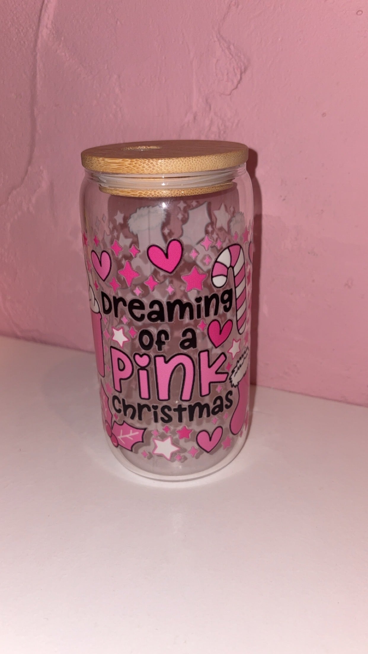 Christmas Designs 16oz Plastic/Glass Libbey Glass Can