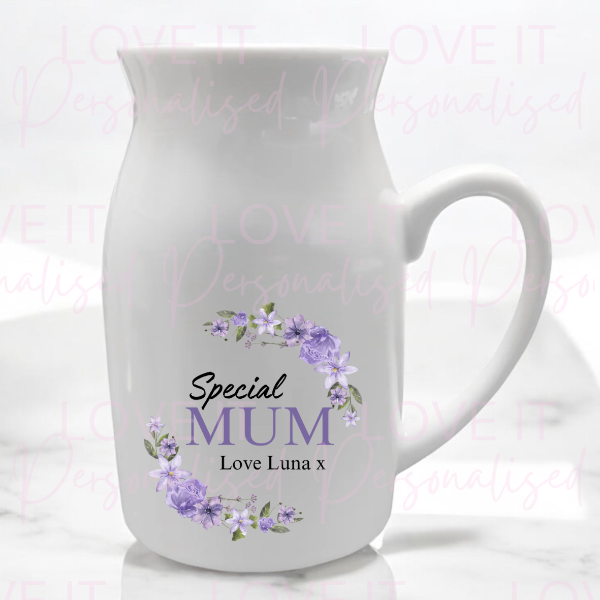 Special.. Purple Flower Ceramic Vase/Milk Jug