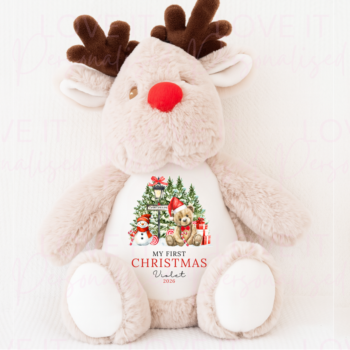 Personalised First Christmas Reindeer Teddy