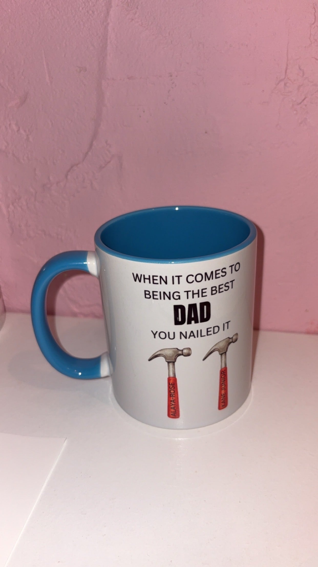 Personalised When It Comes To Being The Best… You Nailed It Blue Handle Mug