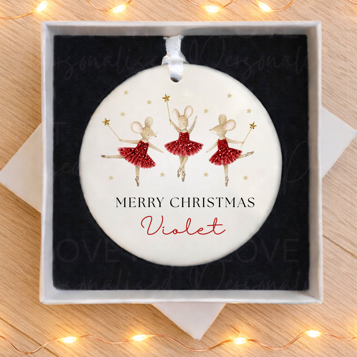 Personalised Mouse Ballerina Christmas Ceramic Ornament