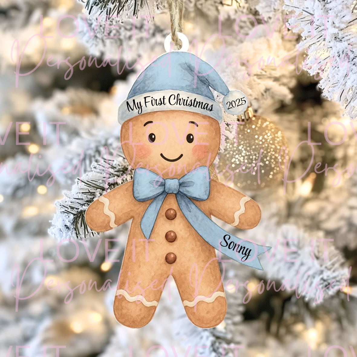 Personalised First Christmas Gingerbread Acrylic Tree Ornament - Multiple Colours